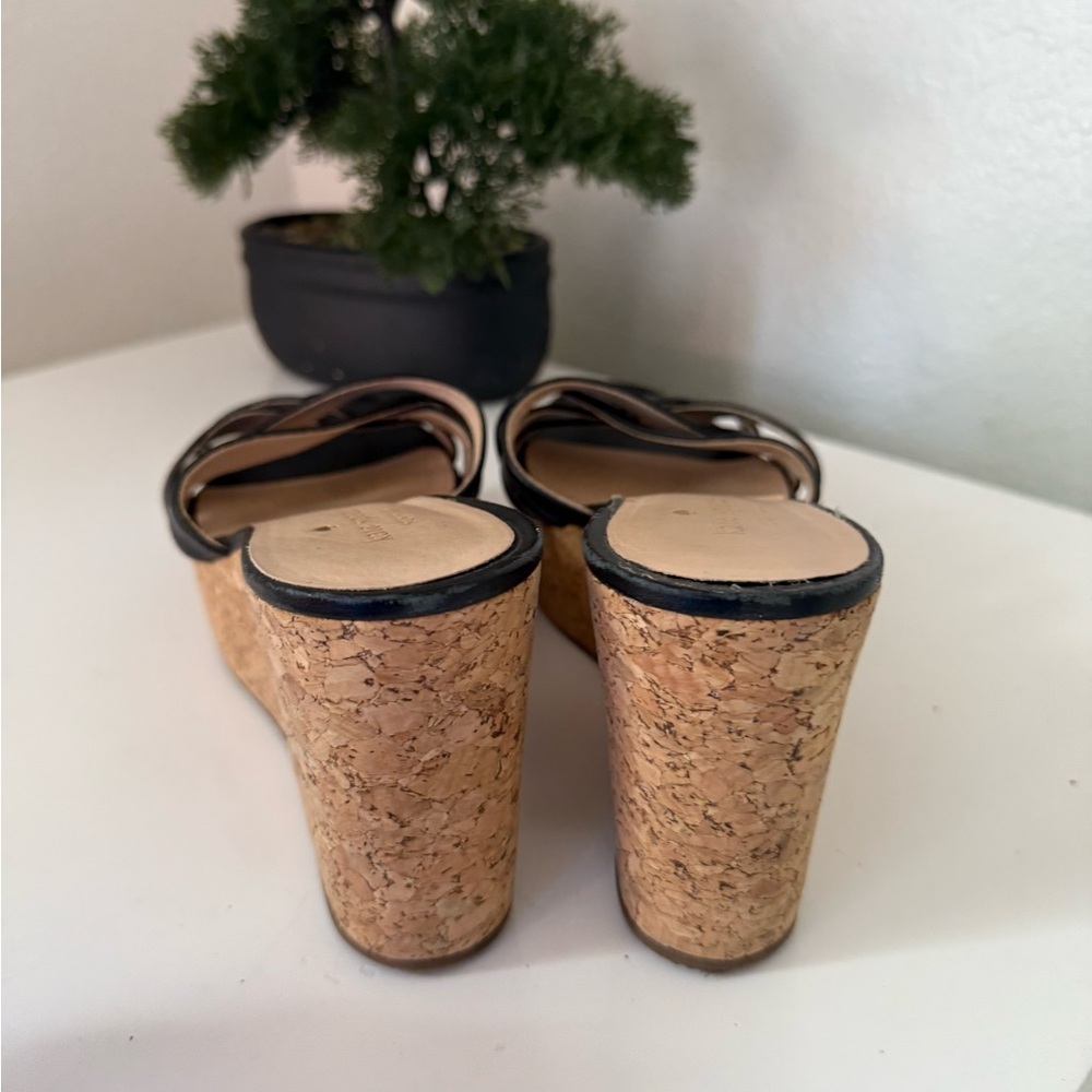 Kate Spade   ❤️😻size 8.5 Black Leather Wedges - Picture 6 of 8